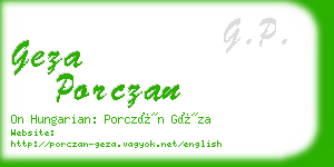 geza porczan business card